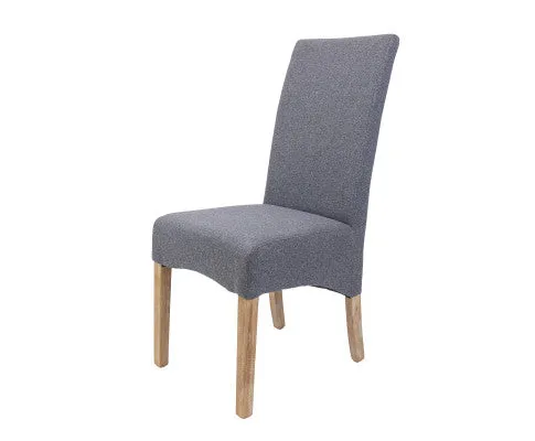 Jackson Dining Chair Set of 6 Fabric Seat Solid Pine Wood Furniture - Grey