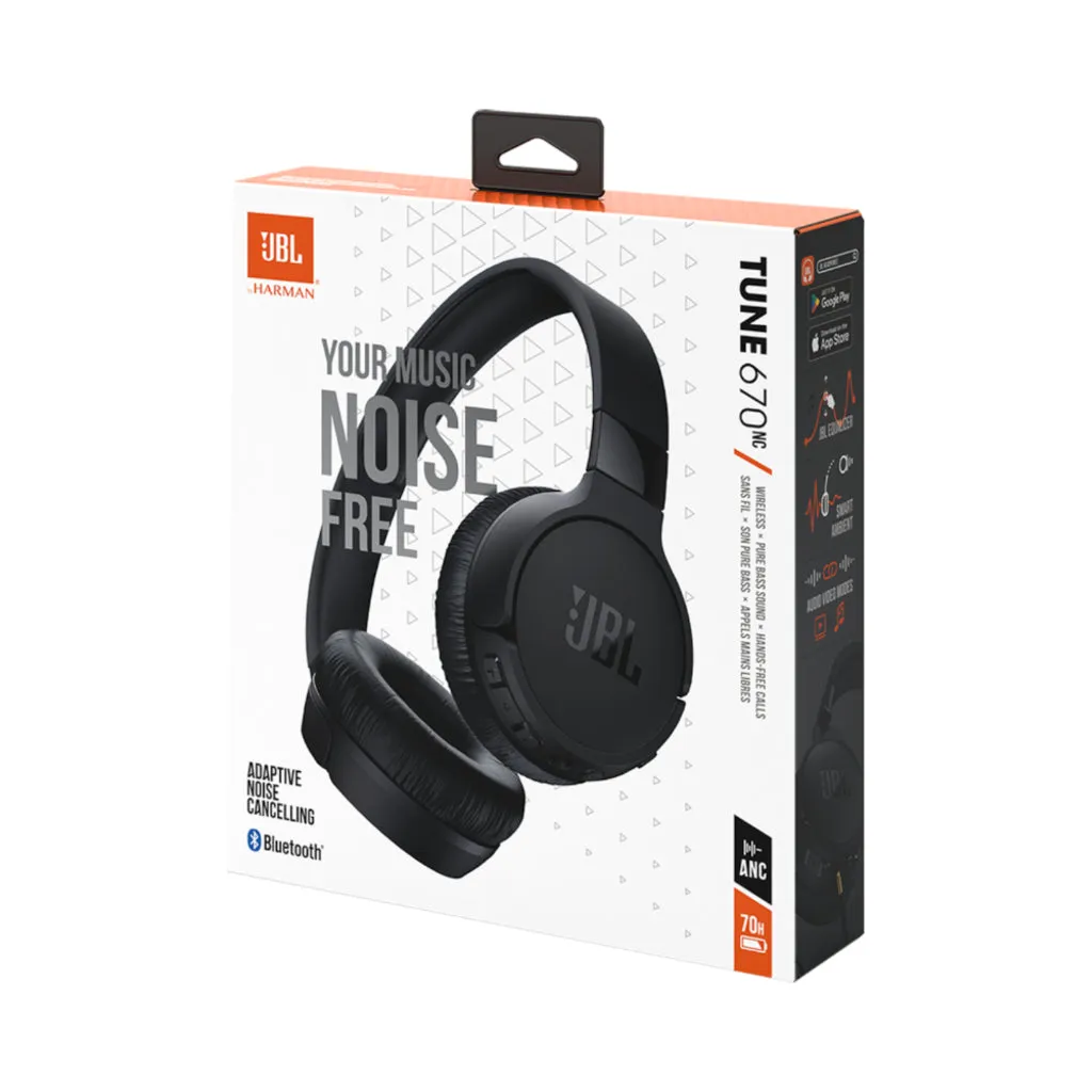 JBL TUNE 670NC Adaptive Noise Cancelling Wireless On-Ear Headphones | Built-in Microphone | Smart Ambient | Multi-Point Connection | Foldable Design