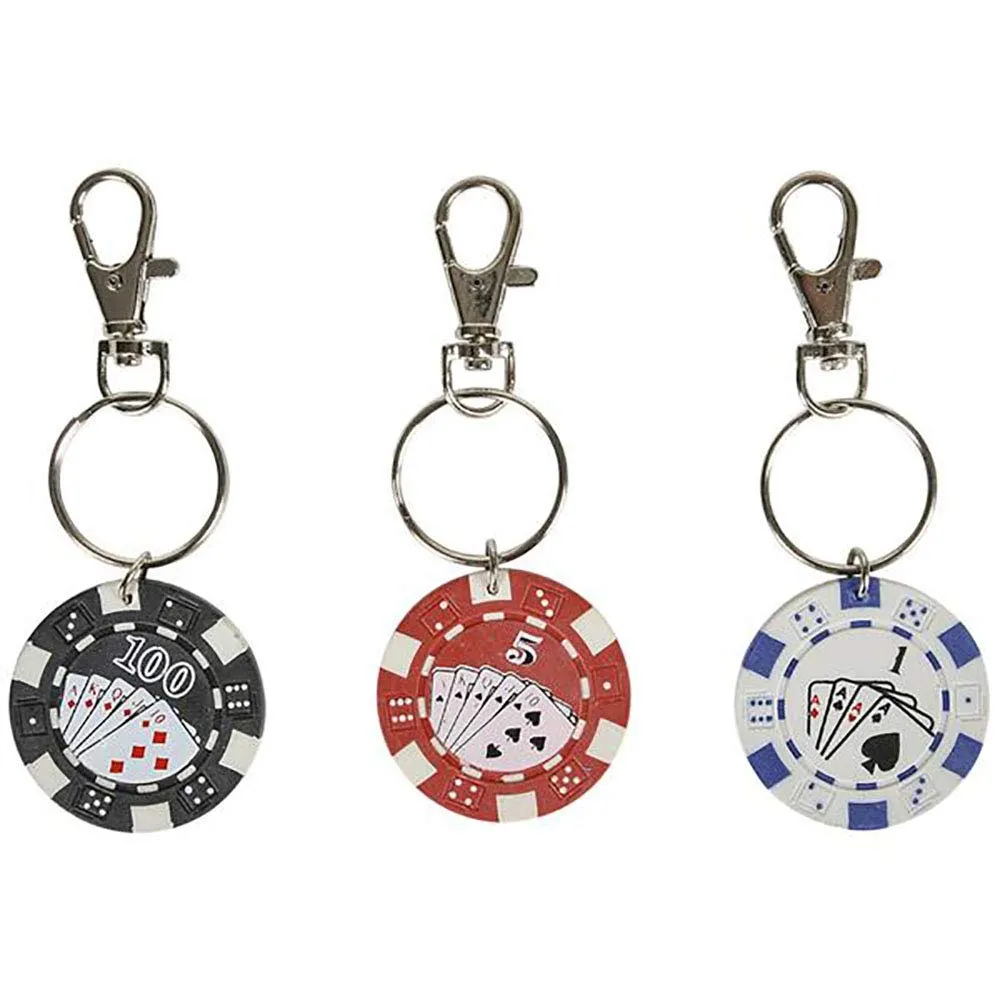 Kicko 1.5 Inch Poker Chip Keychain - 12-Pack Mini Backpack Carabiner Clip - Keyring