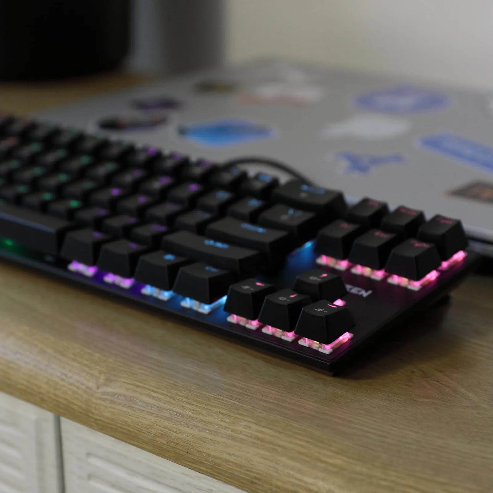 KOZEN Mechanical Keyboard, Gaming Keyboard with Rainbow Backlight & 70% Form Factor | Full Key Rollover, GaoTe MX-Blue Switches, 71 Keycaps, Keyboard Wired, USB Type C Braided Cable, Black