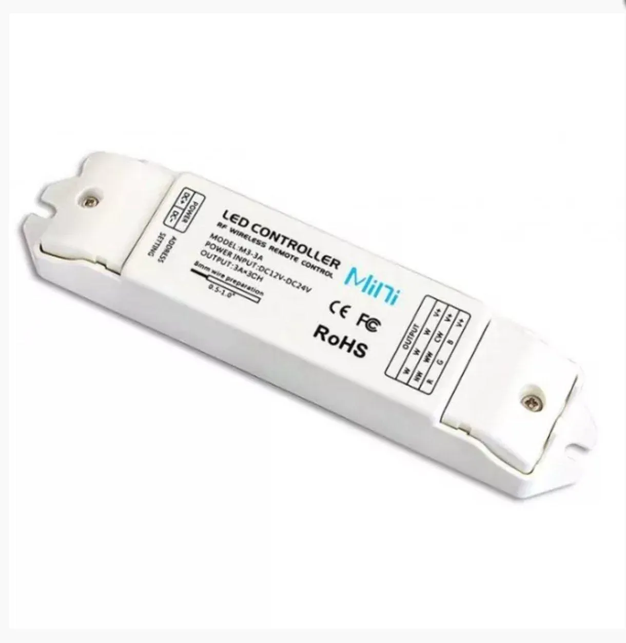 L Tech LED Mini RF DIM - M1/M3-3A Touch Remote Controller Dimmer Receiver for Single Colour LED Lighting Strip 12V 24V