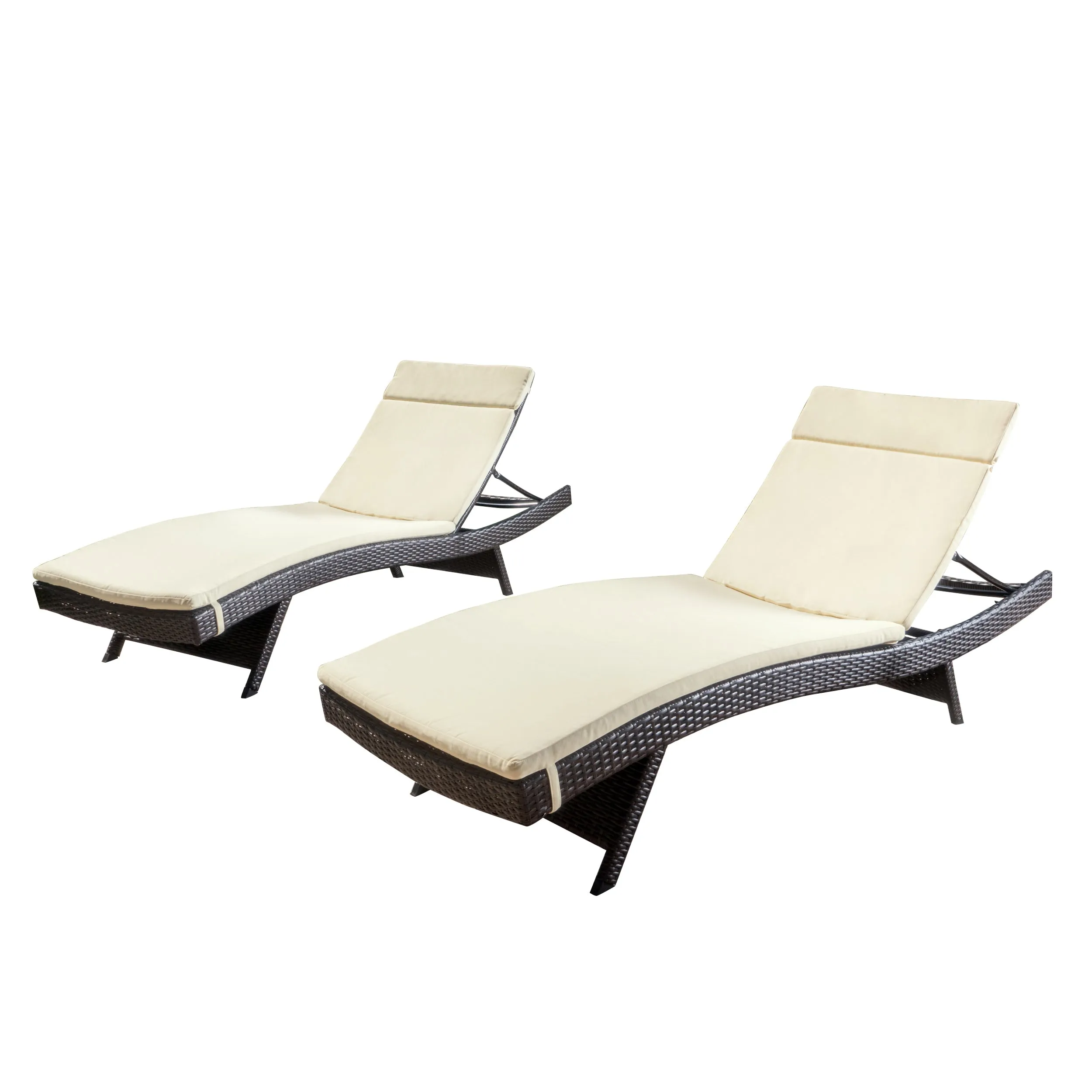 Lakeport Outdoor Adjustable Chaise Lounge Chairs w/ Cushions (set of 2)