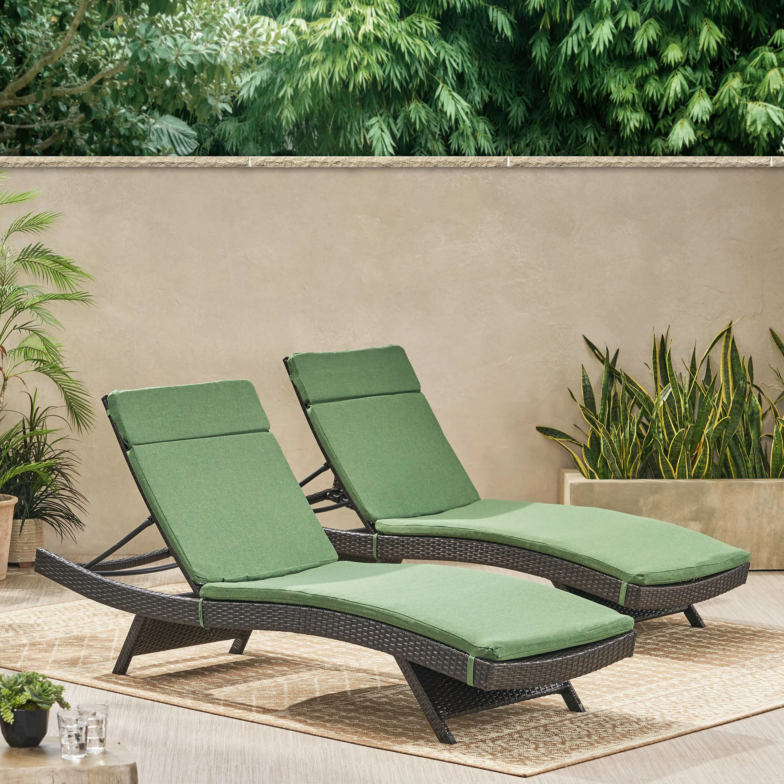 Lakeport Outdoor Adjustable Chaise Lounge Chairs w/ Cushions (set of 2)