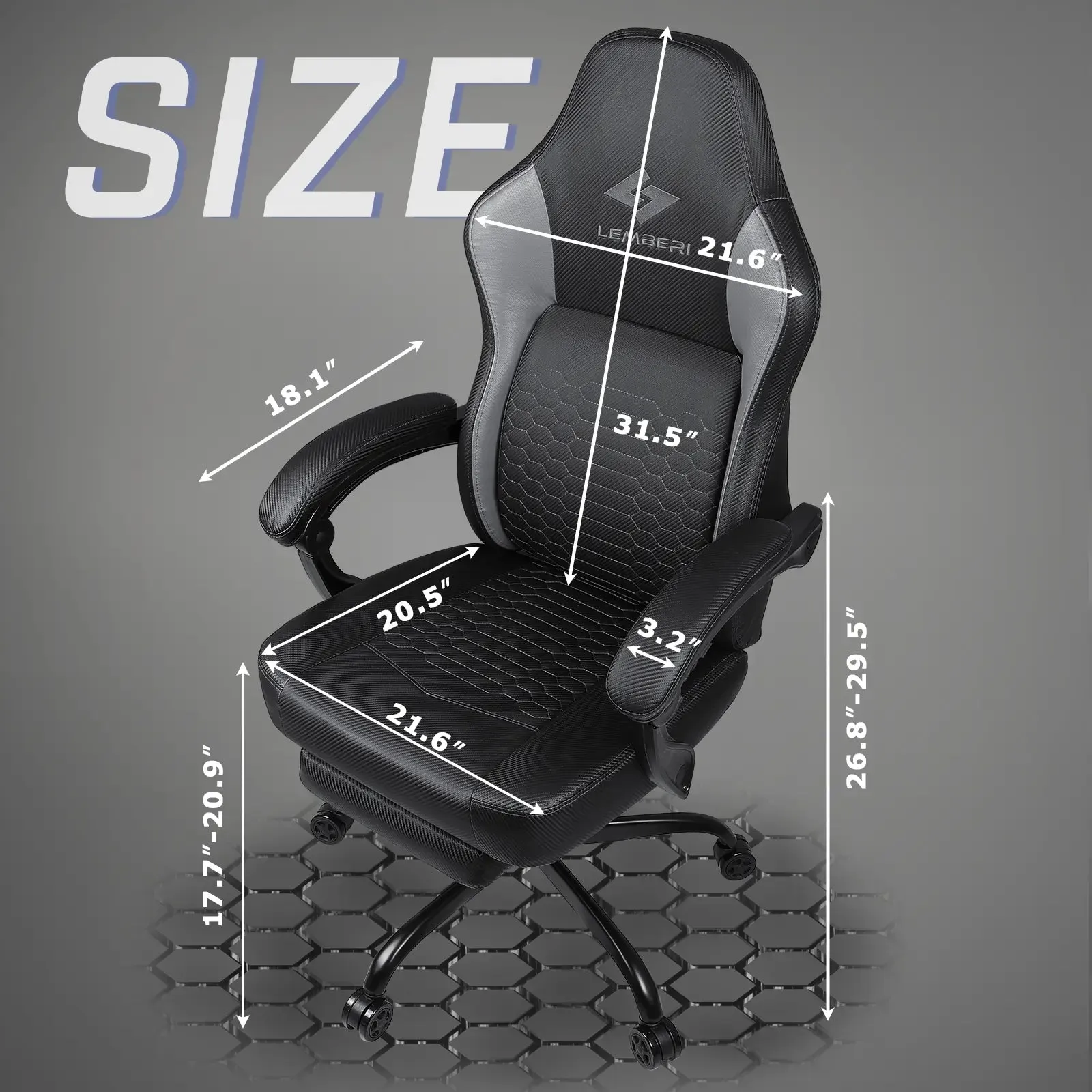 LEMBERI Big and Tall Gaming Chair 400lb Capacity,Gamer Chairs for Adults LGC02