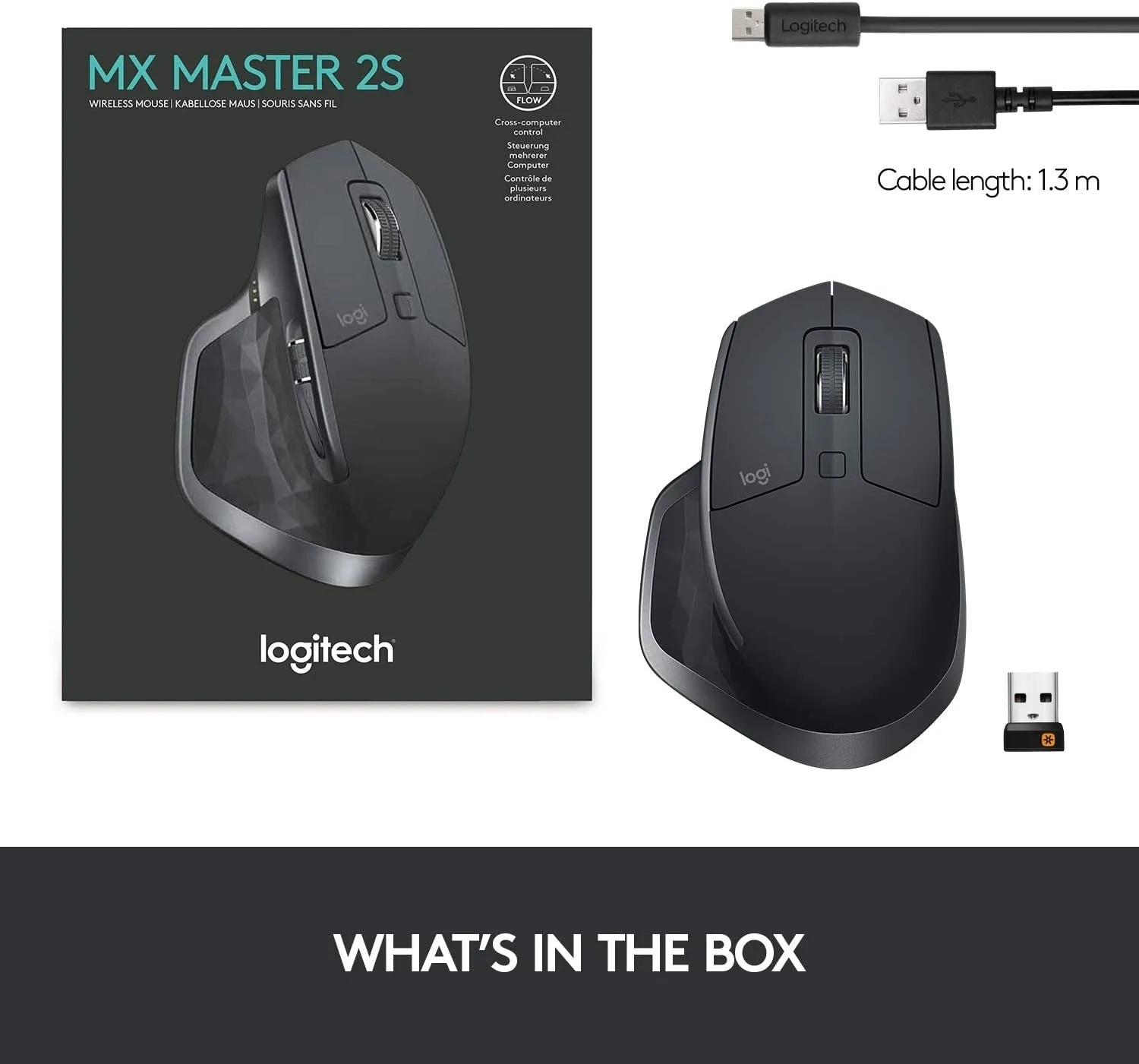 Logitech MX Master 2S Wireless Mouse – Use on Any Surface, Hyper-Fast Scrolling, Ergonomic Shape, Rechargeable, Control Upto 3 Apple Mac and Windows Computers, Graphite (Discontinued by Manufacturer)