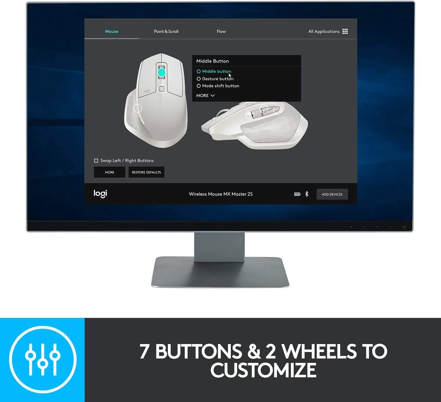 Logitech MX Master 2S Wireless Mouse – Use on Any Surface, Hyper-Fast Scrolling, Ergonomic Shape, Rechargeable, Control Upto 3 Apple Mac and Windows Computers, Graphite (Discontinued by Manufacturer)