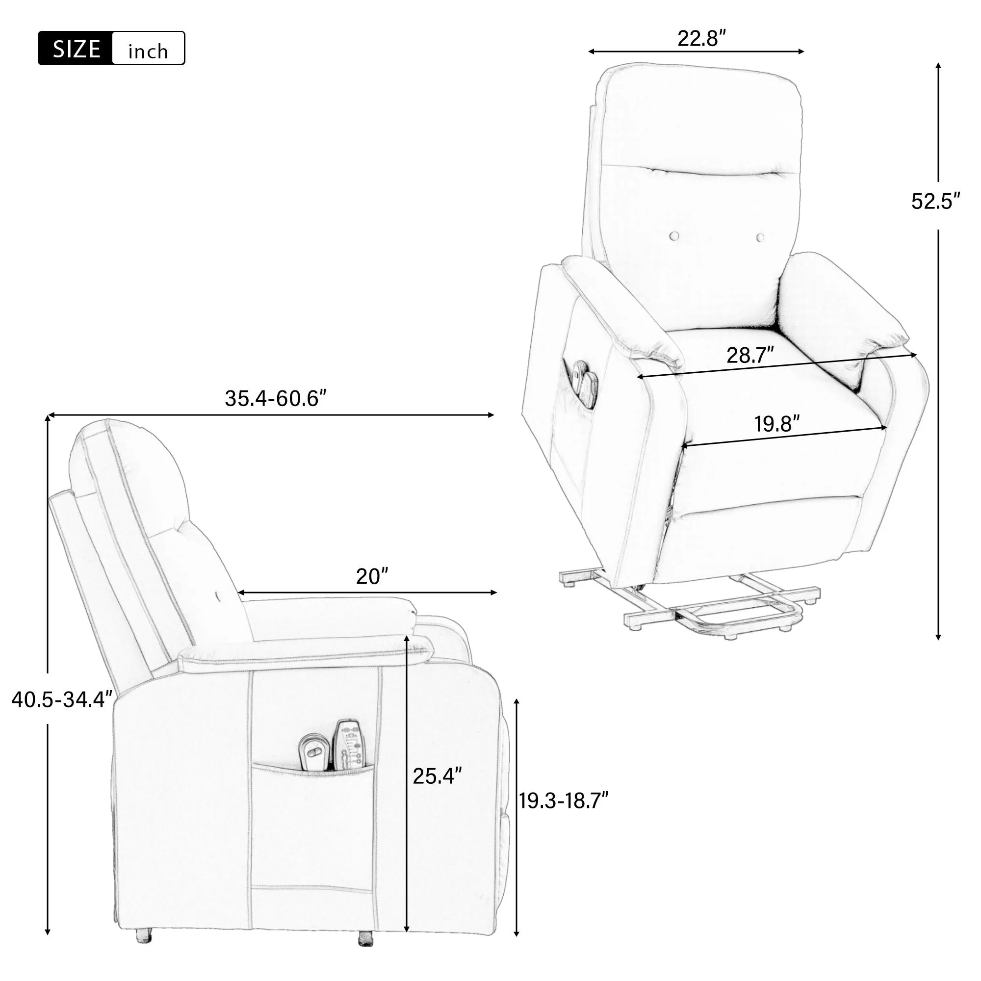 Massage Recliner Chair Electric Power Lift Chairs With Side Pocket, Adjustable Massage And Heating Function For Adults And Seniors