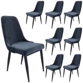 Mid-Century Velvet Dining Chairs Set of 8 with Metal Frame