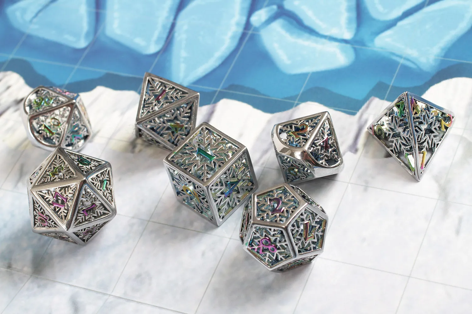 Prismatic Rime 7-Piece Hollow Metal Dice Set