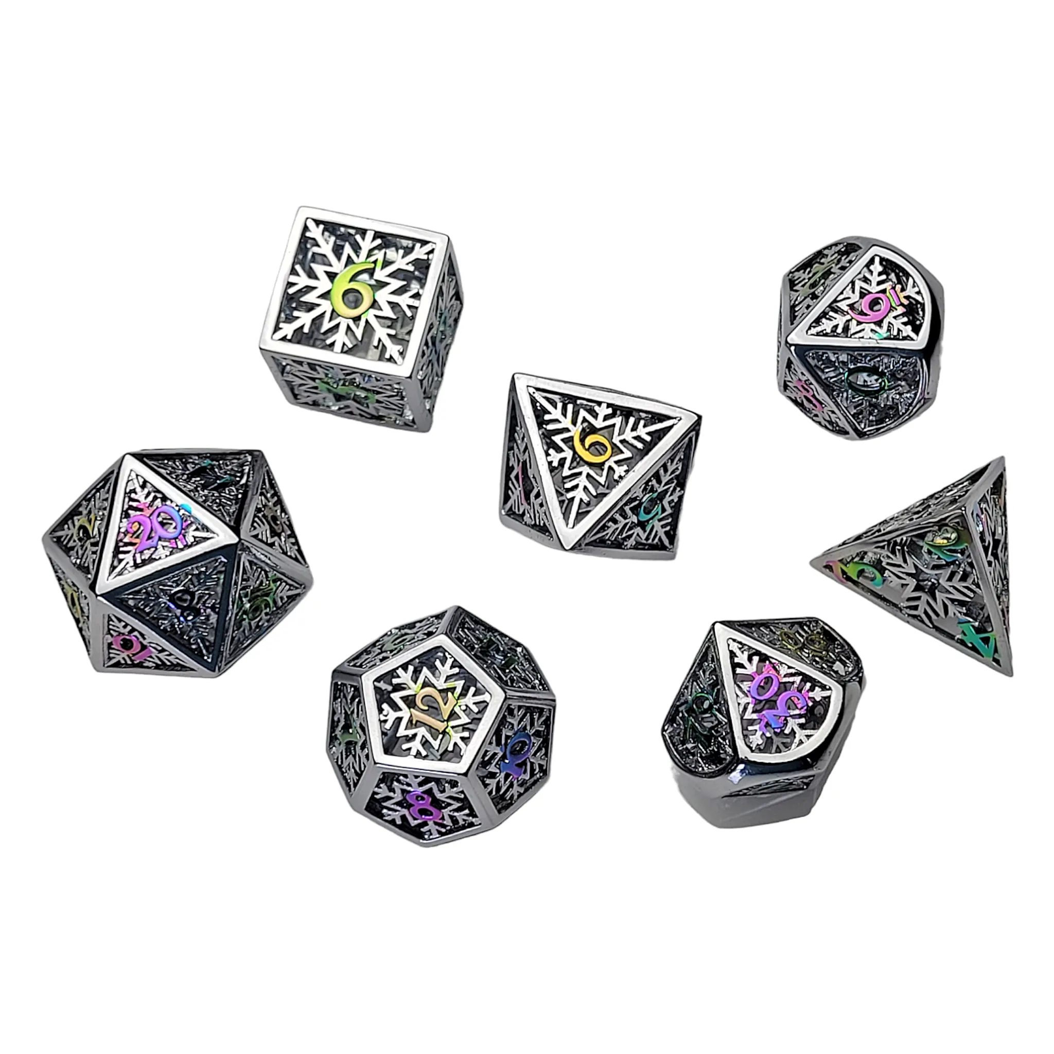 Prismatic Rime 7-Piece Hollow Metal Dice Set