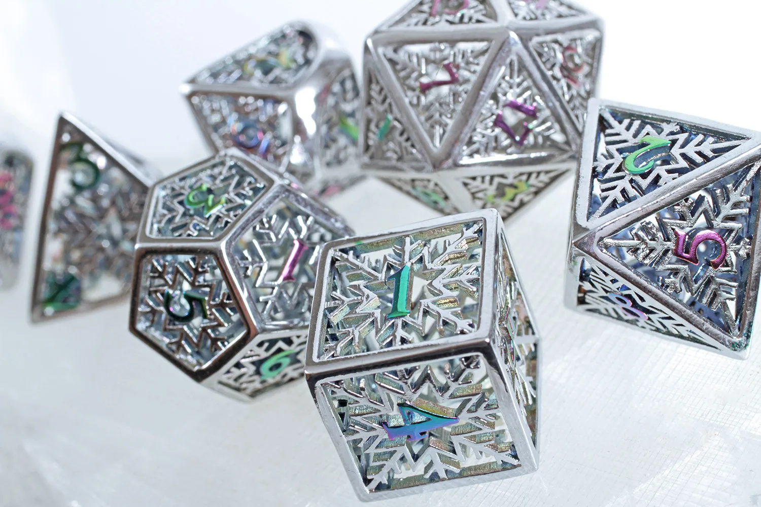 Prismatic Rime 7-Piece Hollow Metal Dice Set