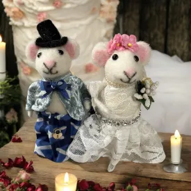 Scottish Wool Felt Mice Bride and Groom Wedding Couple Gift, Highland Wedding Gift, Scottish Wedding Cake Topper