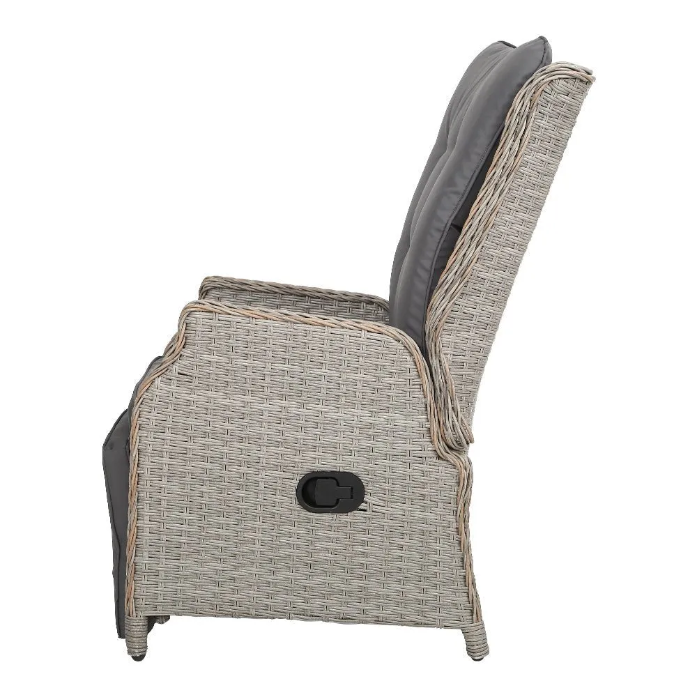 Set of 2 Elara Outdoor Recliner Patio Chairs Grey