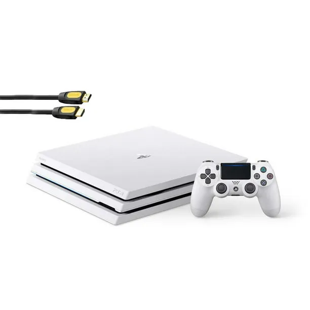 Sony PlayStation 4 Pro Glacier 1TB Gaming Consol White with BOLT AXTION Bundle Like New