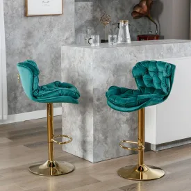 Swivel Bar Stools (Set of 2), Velvet Counter Height Adjustable Barstools, Dining Bar Chairs Upholstered Modern Bar Stool For Kitchen Island, Cafe, Bar Counter, Dining Room