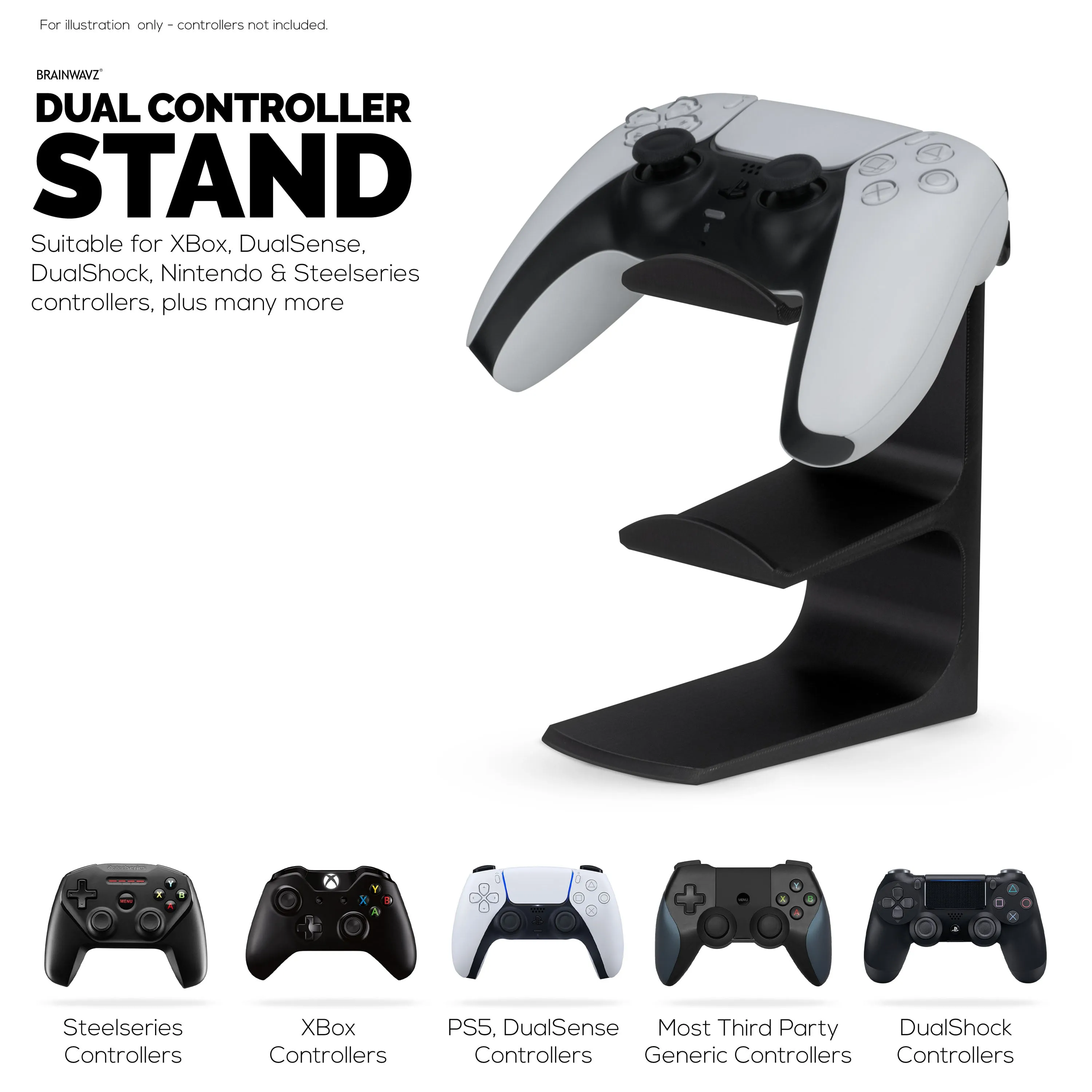 The Sentinel - Dual Game Controller Stand for Desks, Universal Design For All Gamepads