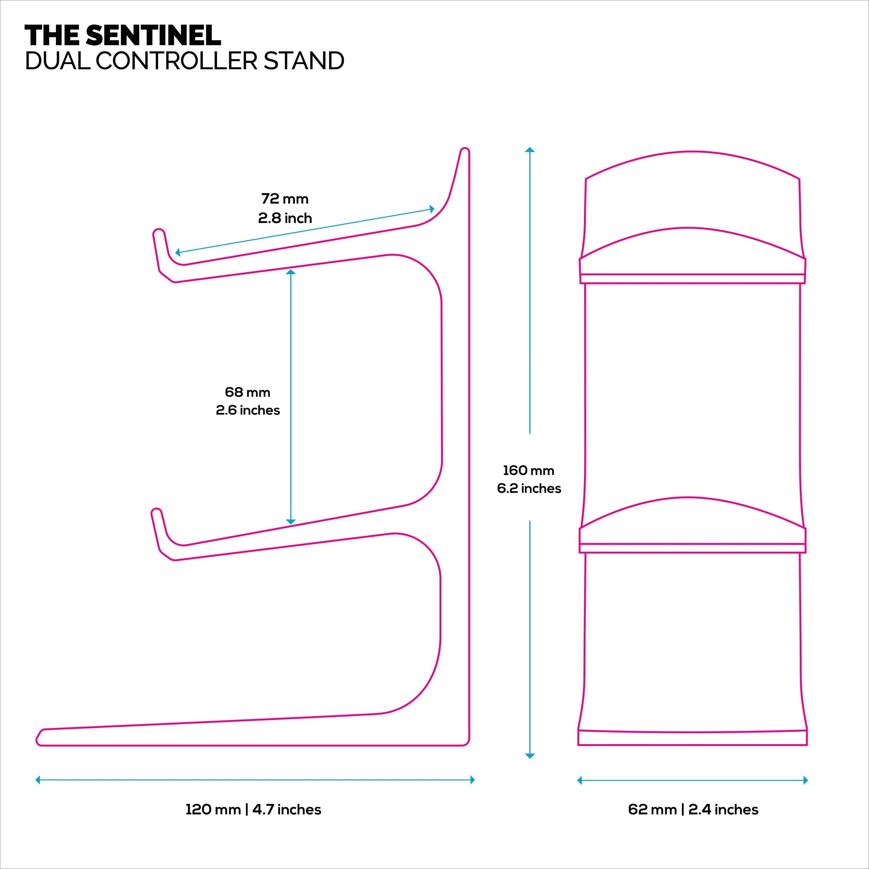 The Sentinel - Dual Game Controller Stand for Desks, Universal Design For All Gamepads