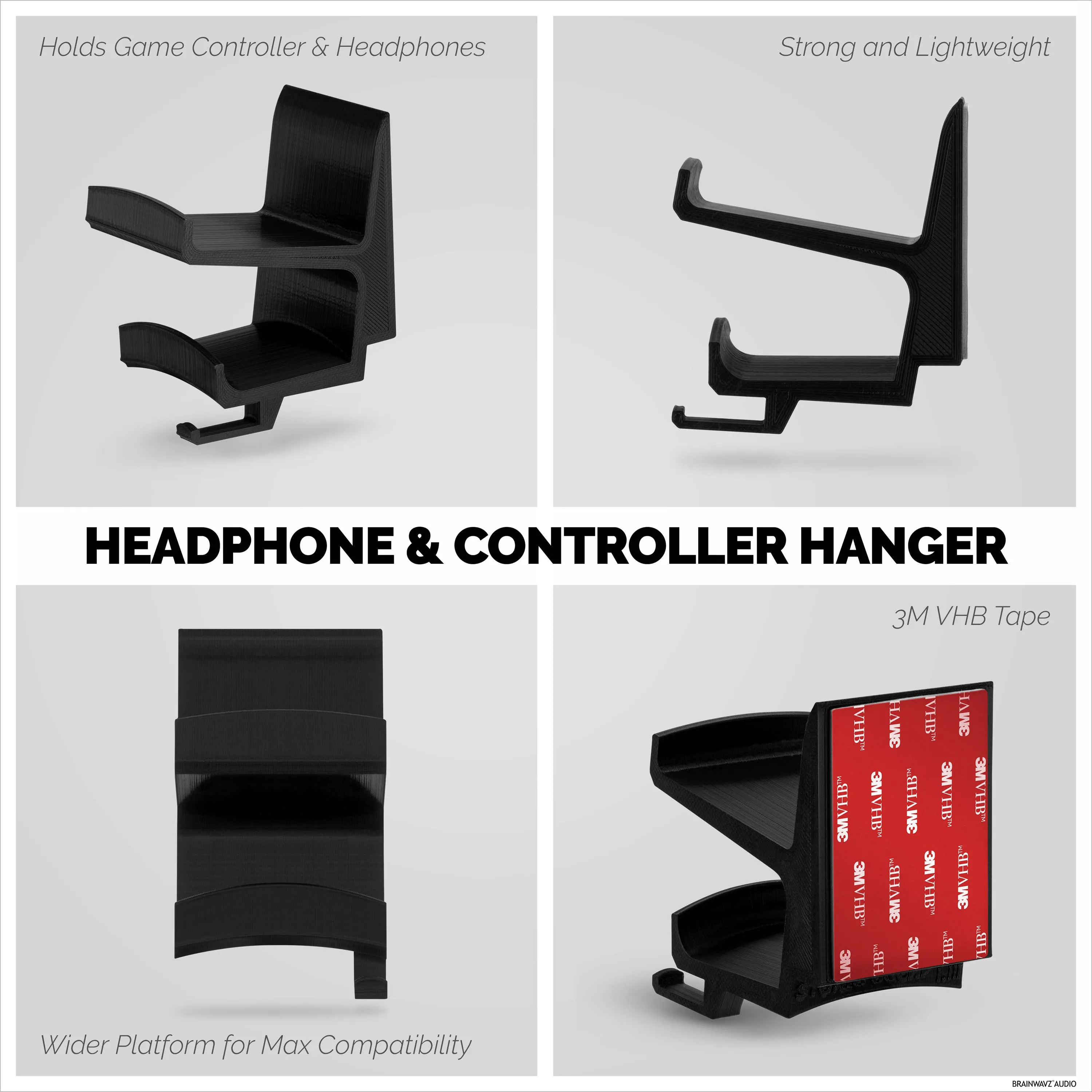 The Storio - Game Controller & Headphone Wall Hanger - Universal Adhesive Mount, No Screws or Mess