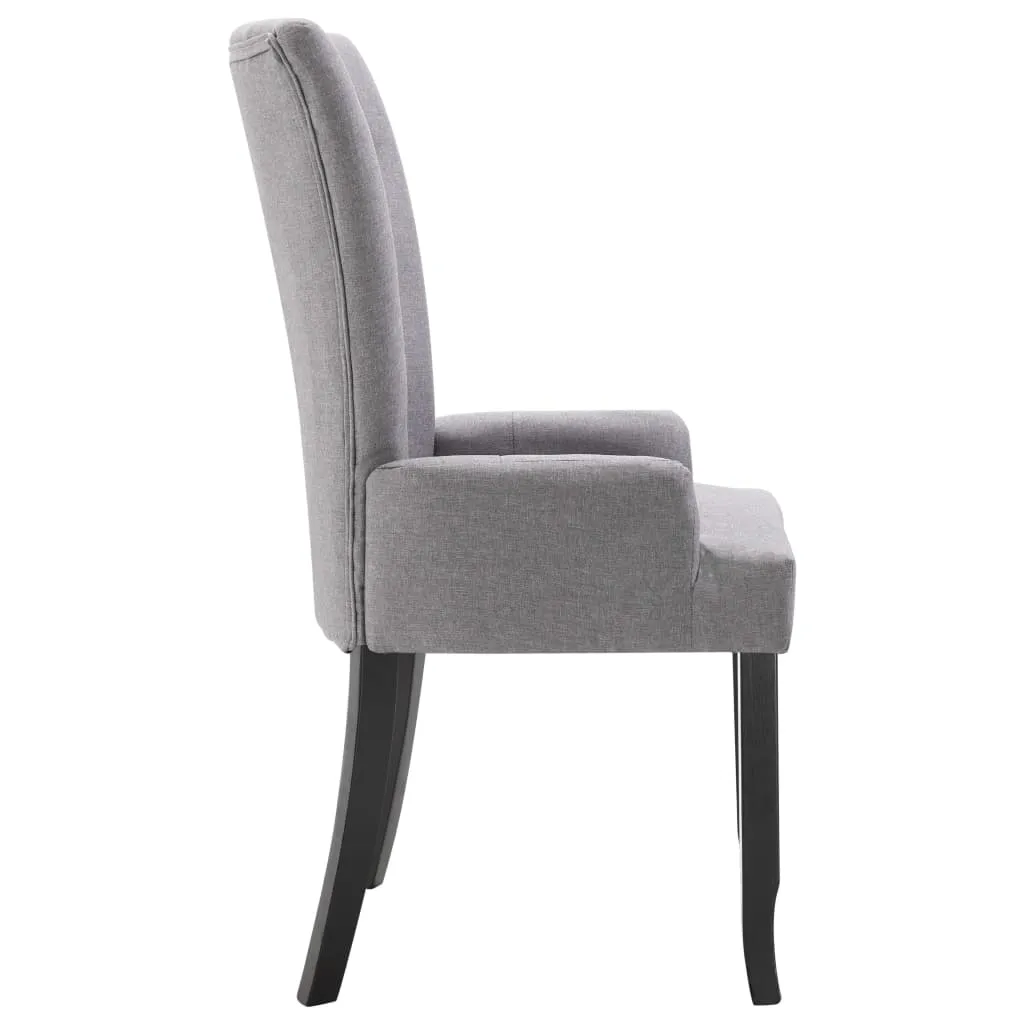 vidaXL Dining Chairs with Armrests 2 pcs Light Grey Fabric