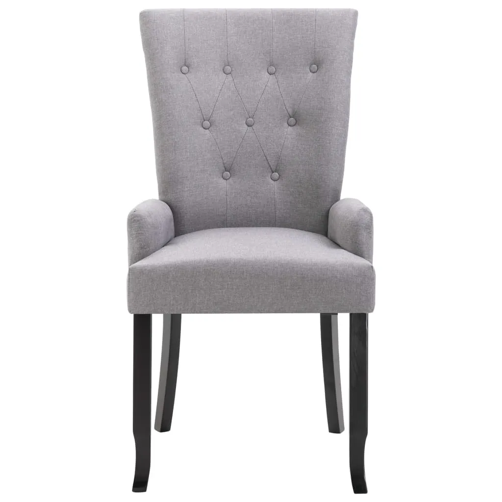 vidaXL Dining Chairs with Armrests 2 pcs Light Grey Fabric