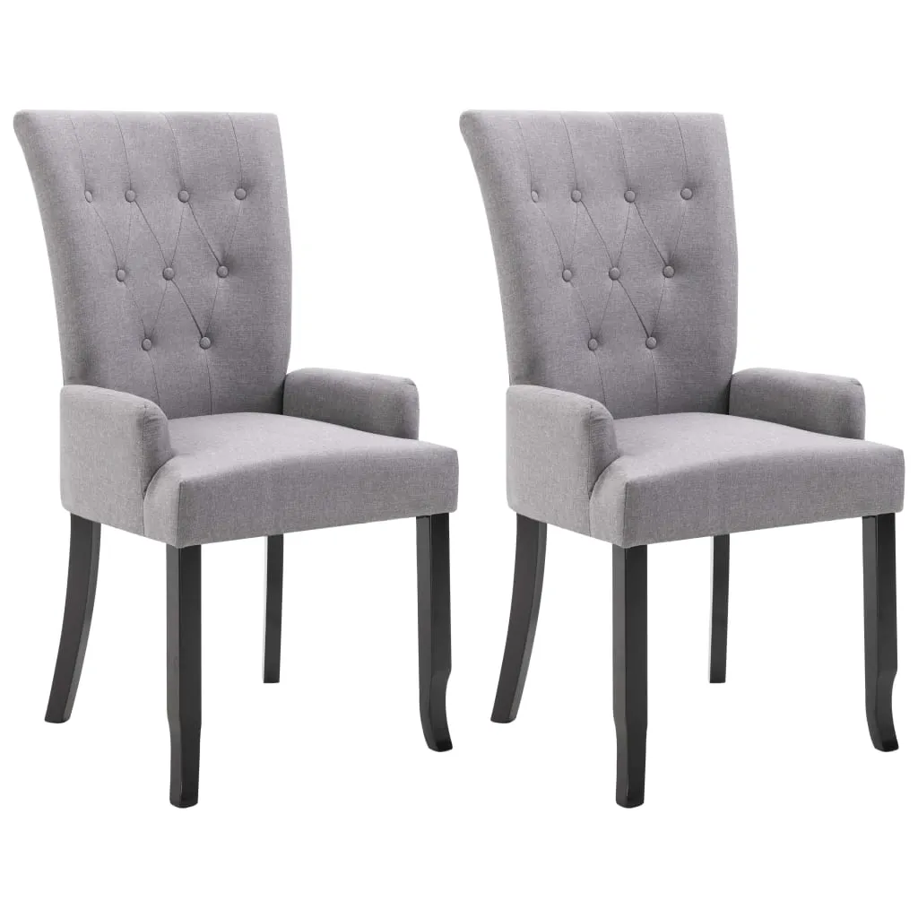 vidaXL Dining Chairs with Armrests 2 pcs Light Grey Fabric