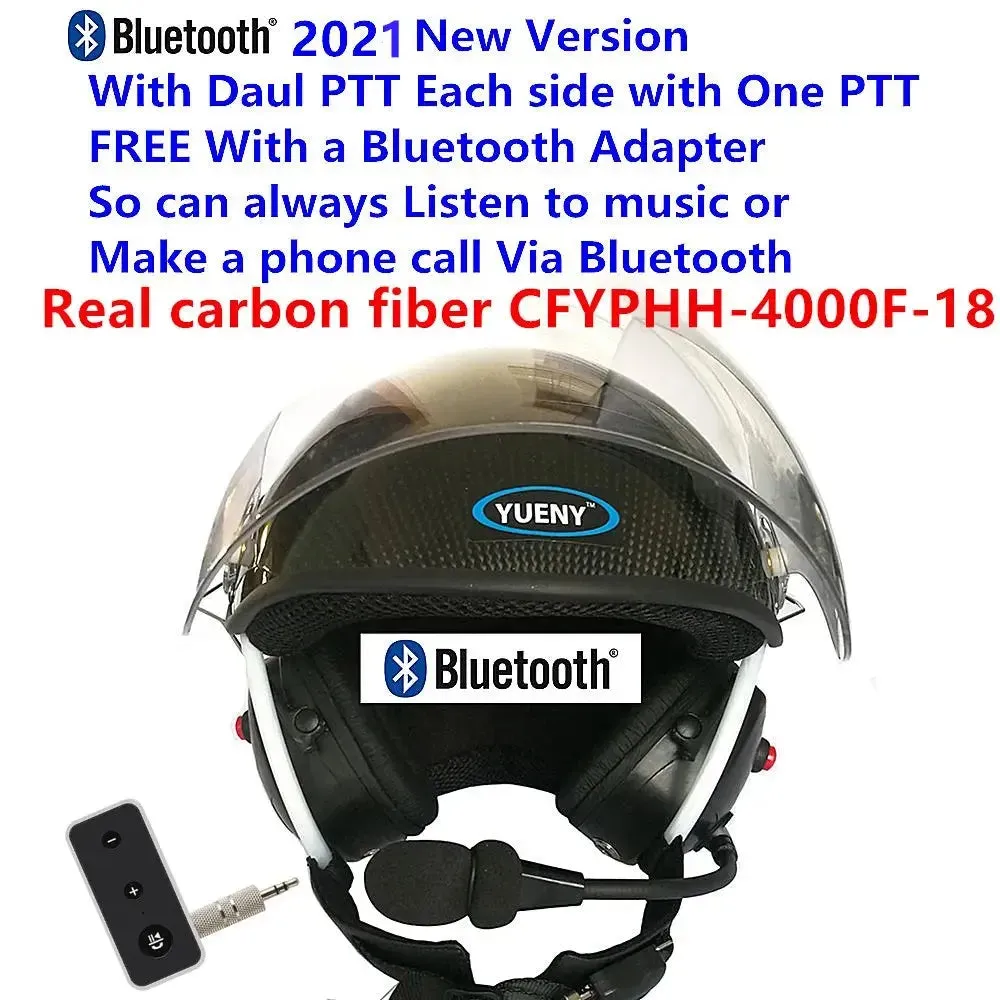 YUENY Carbon Fiber Paramotor Helmet With Noise Canceling Headset FREE With BLUETOOTH Adapter Powered  Paragliding