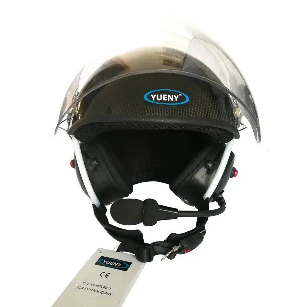 YUENY Carbon Fiber Paramotor Helmet With Noise Canceling Headset FREE With BLUETOOTH Adapter Powered  Paragliding